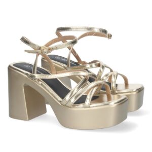 Sandalias de plataforma para mujer color oro