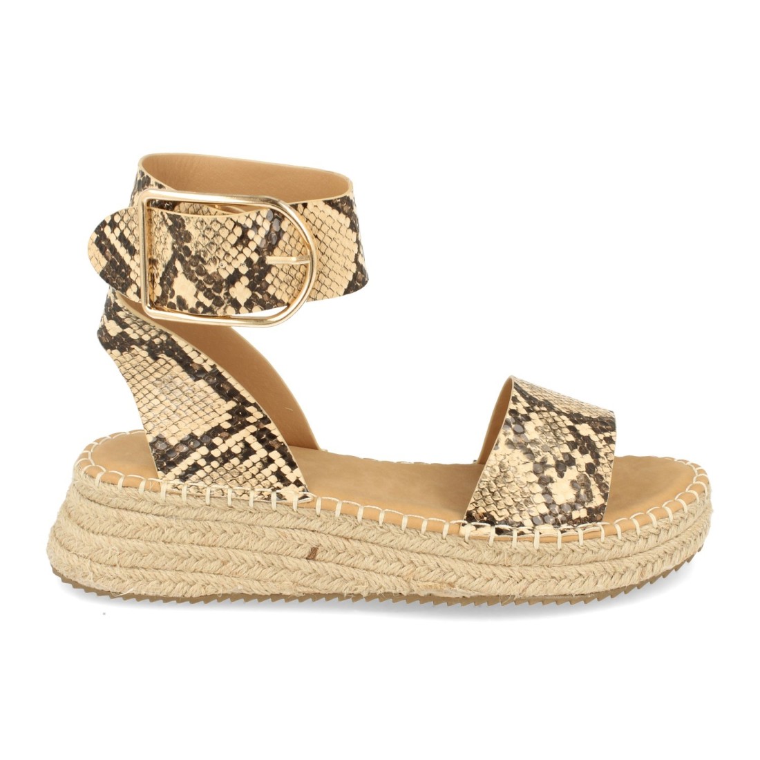 Sandalia plana con pala fina de y hebilla color serpiente - Imagen 2