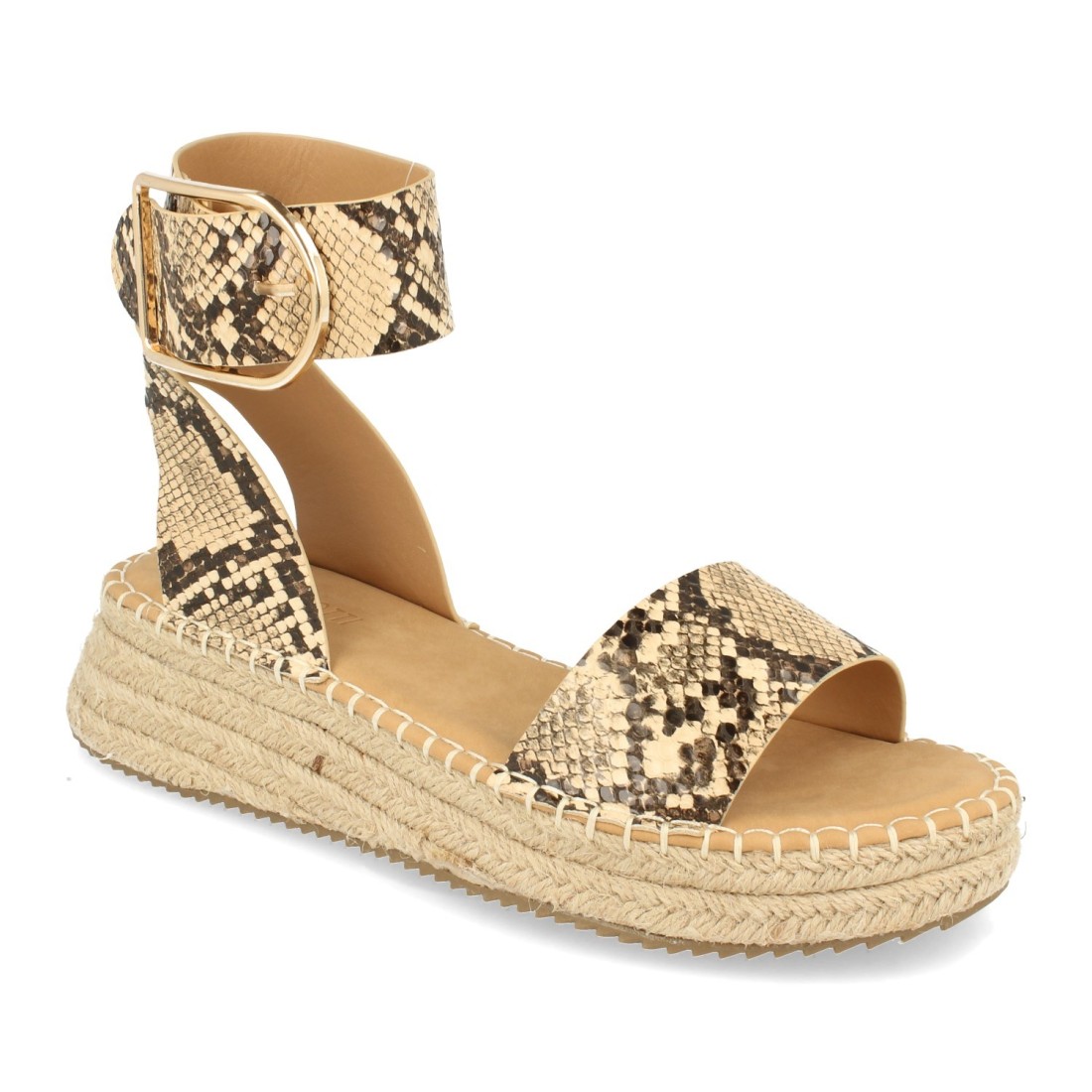 Sandalia plana con pala fina de y hebilla color serpiente - Imagen 3