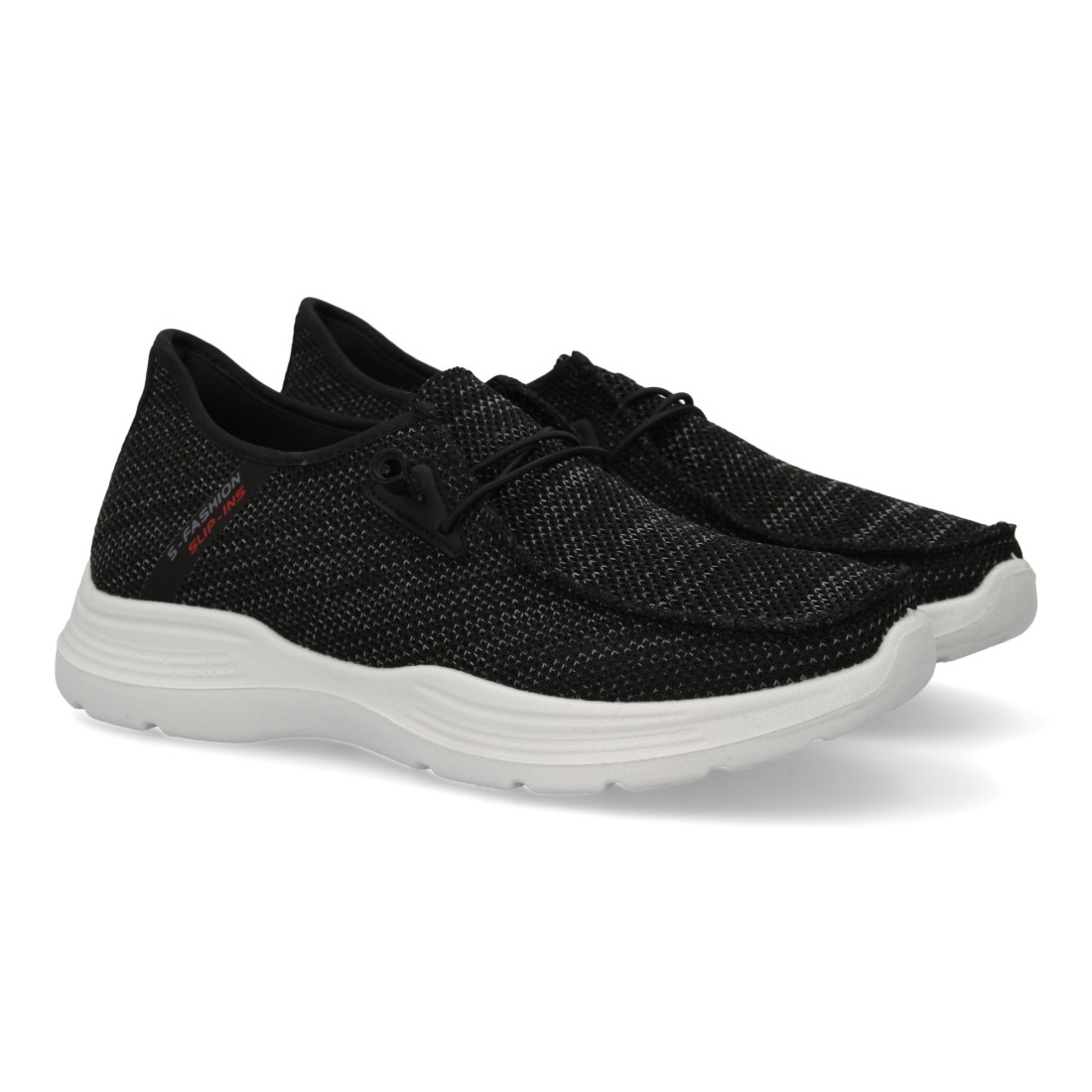 Zapatillas deportivas hombre, con cierre de cordones elasticos color negro