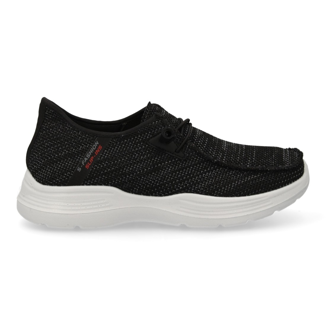 Zapatillas deportivas hombre, con cierre de cordones elasticos color negro - Imagen 2