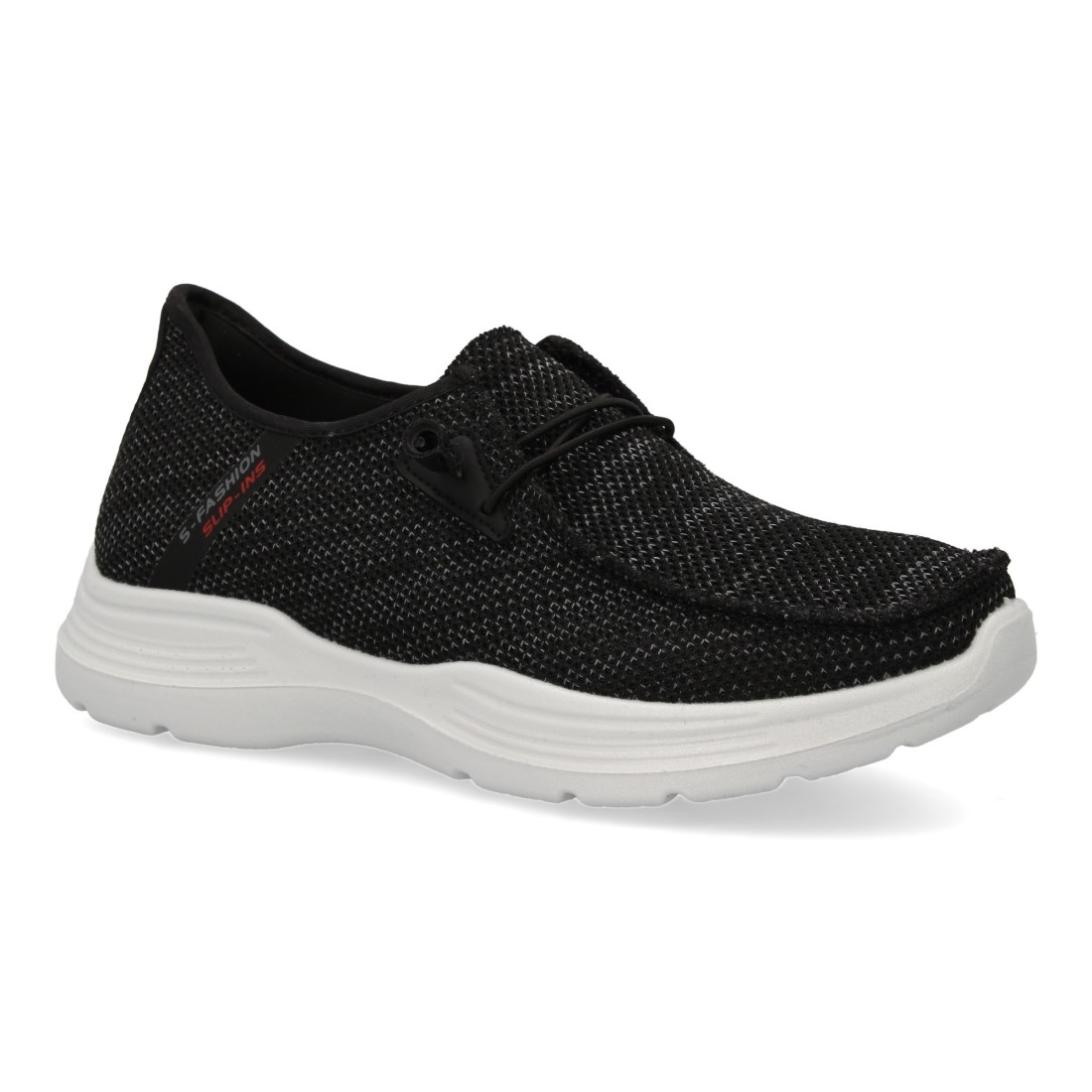 Zapatillas deportivas hombre, con cierre de cordones elasticos color negro - Imagen 3