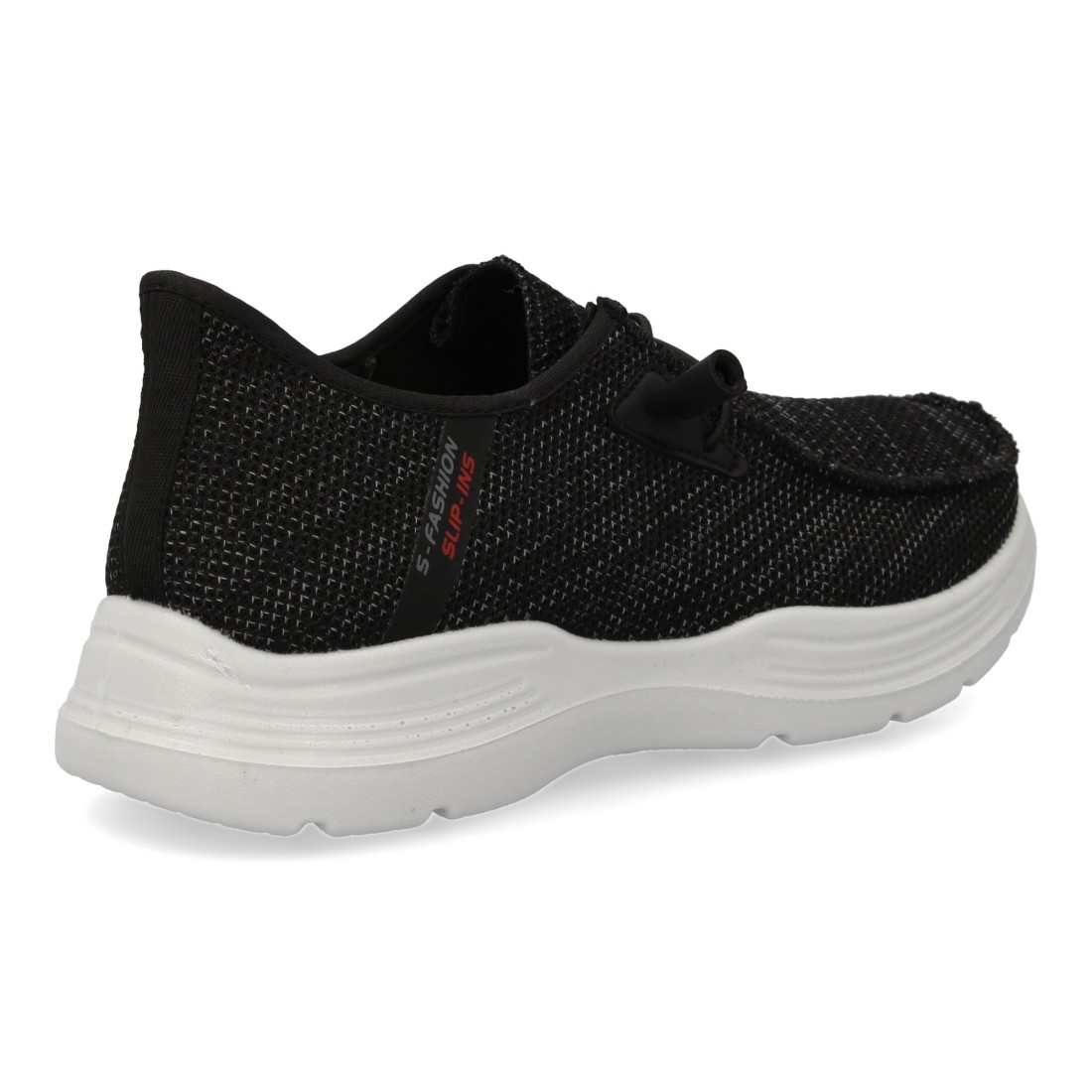 Zapatillas deportivas hombre, con cierre de cordones elasticos color negro - Imagen 4