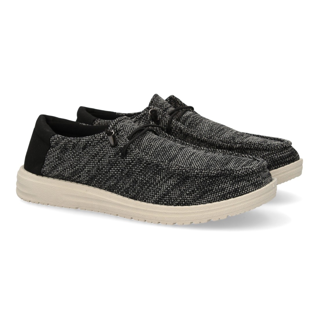 Zapatiilas deportivas para hombre, con cierre de cordones elasticos color negro