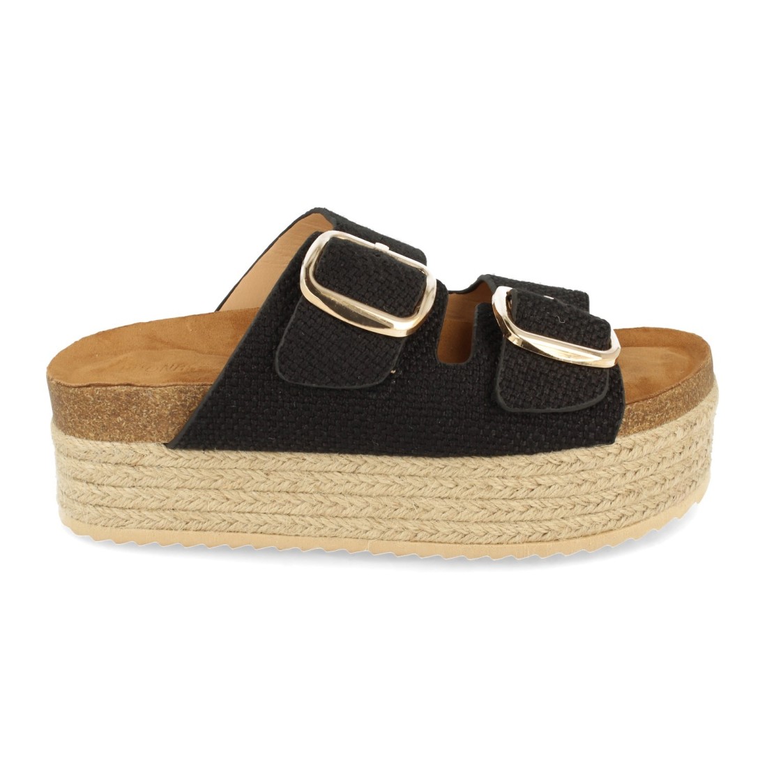 Sandalia de plataforma con hebillas color negro - Imagen 2