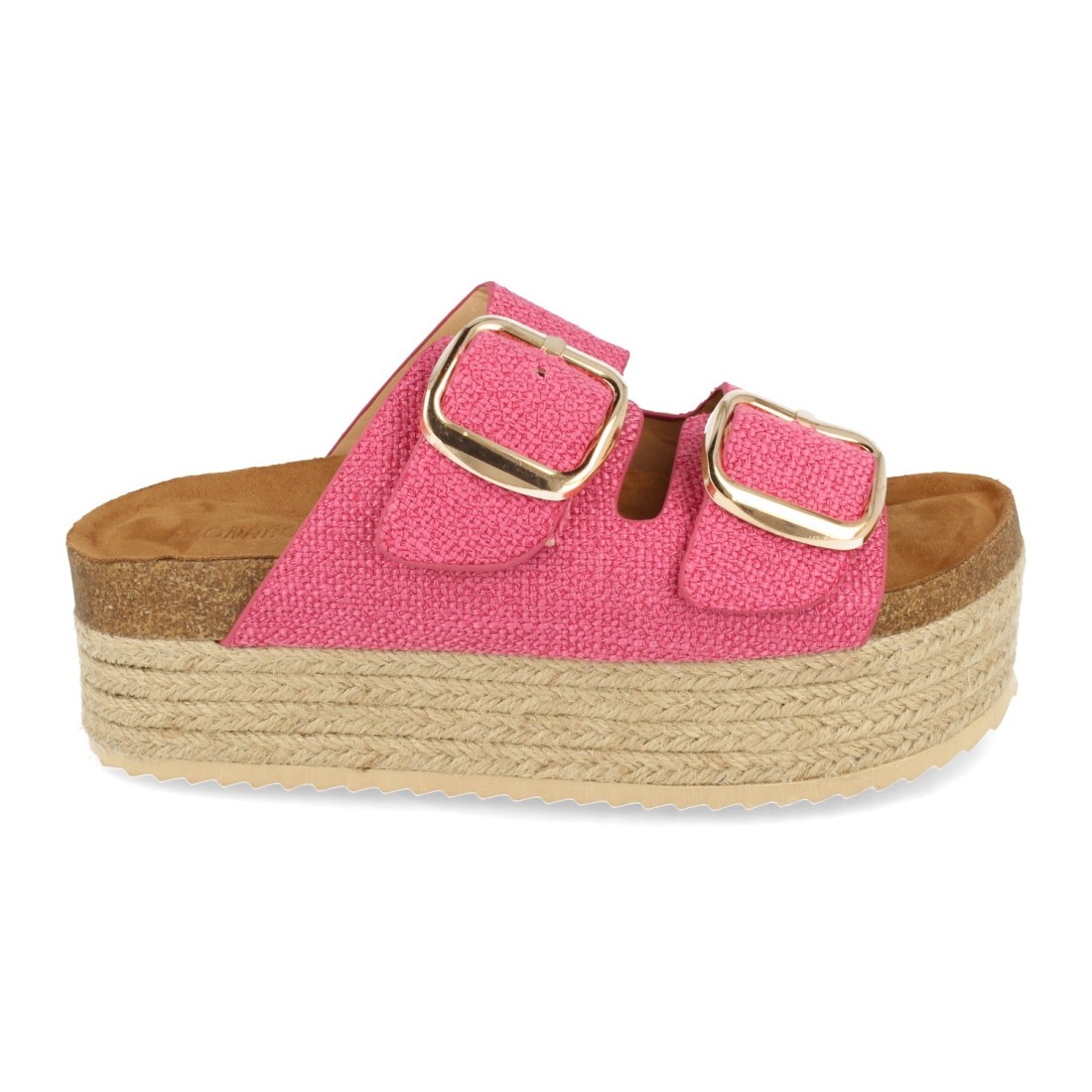 Sandalia de plataforma con hebillas color fucsia - Imagen 2