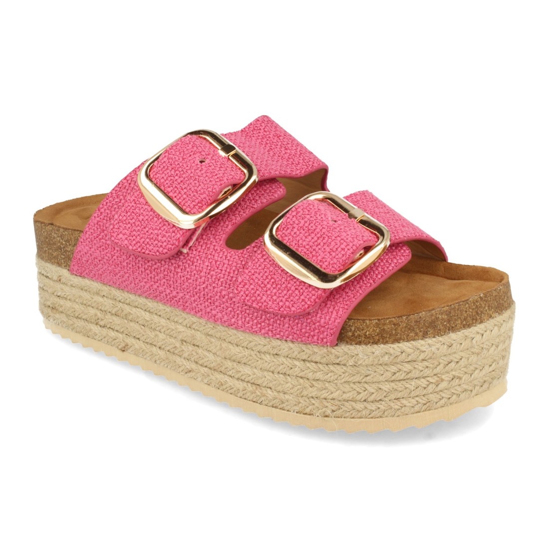 Sandalia de plataforma con hebillas color fucsia - Imagen 3