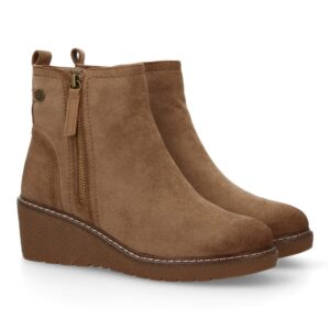 Botín de cuña para mujer doble cremallera color kaki