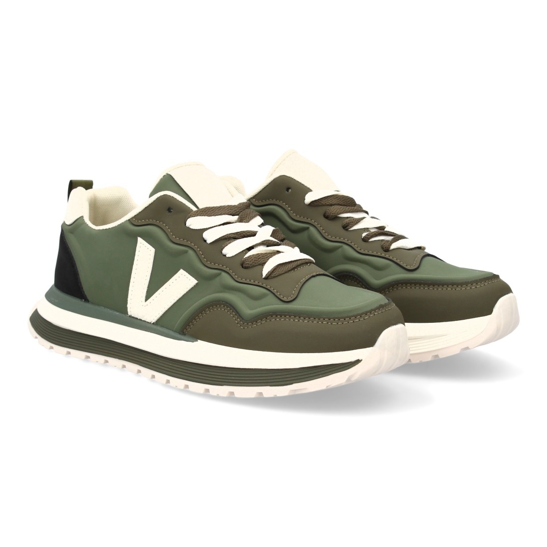 Zapatilla hombre casual con contrastes color verde
