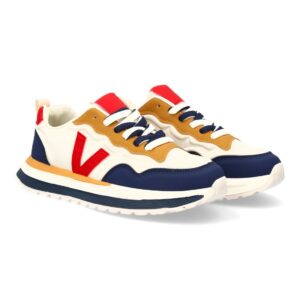 Zapatilla hombre casual con contrastes color rojo