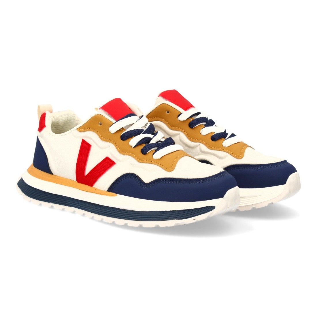 Zapatilla hombre casual con contrastes color rojo