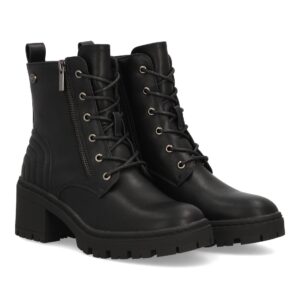 Botín militar con cremallera lateral y tacon color negro