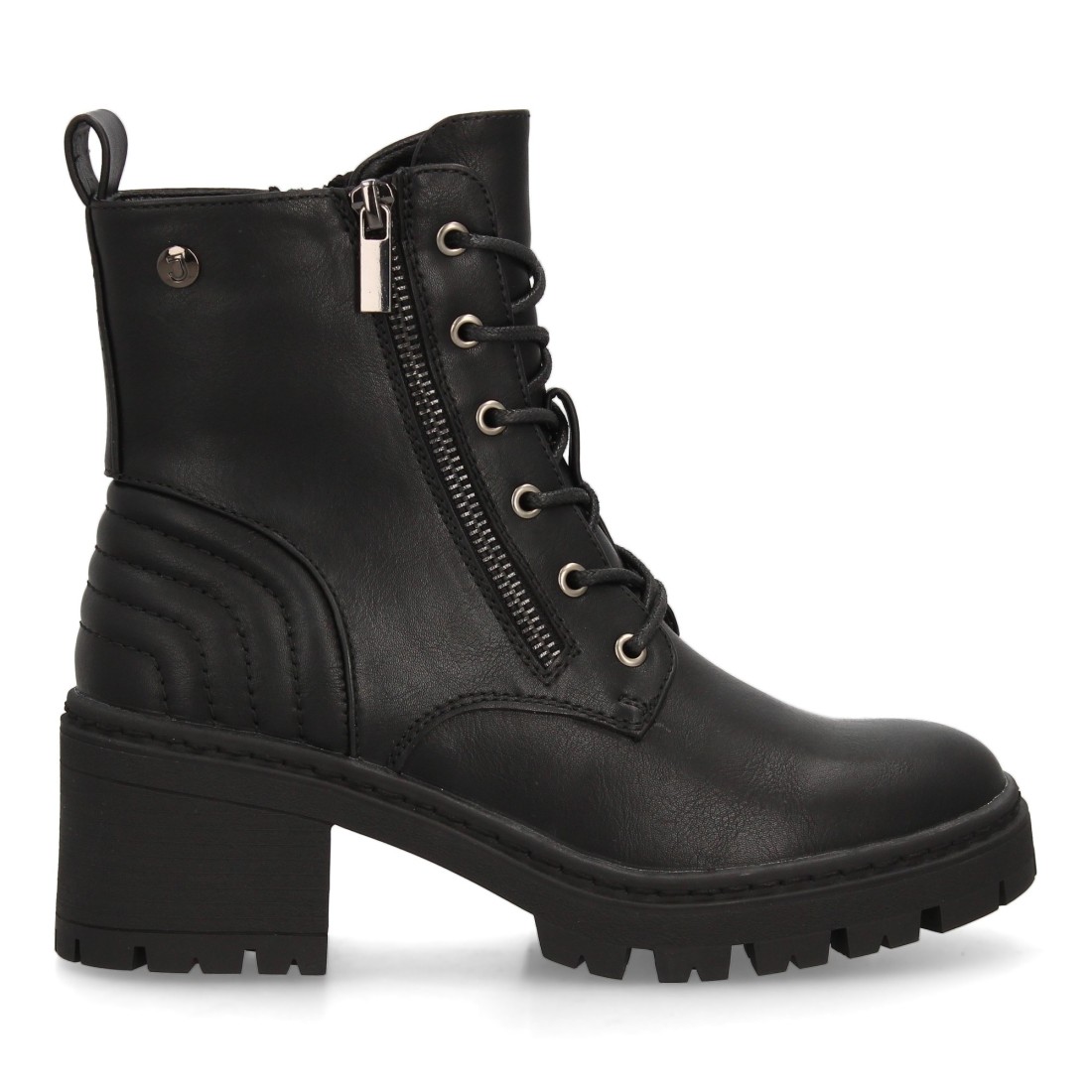 Botín militar con cremallera lateral y tacon color negro - Imagen 2