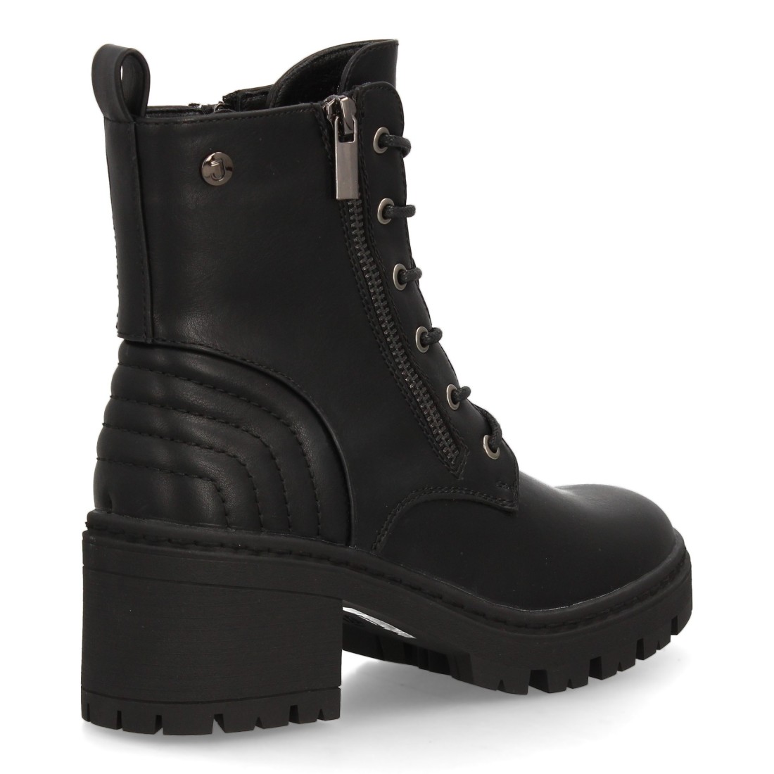 Botín militar con cremallera lateral y tacon color negro - Imagen 4