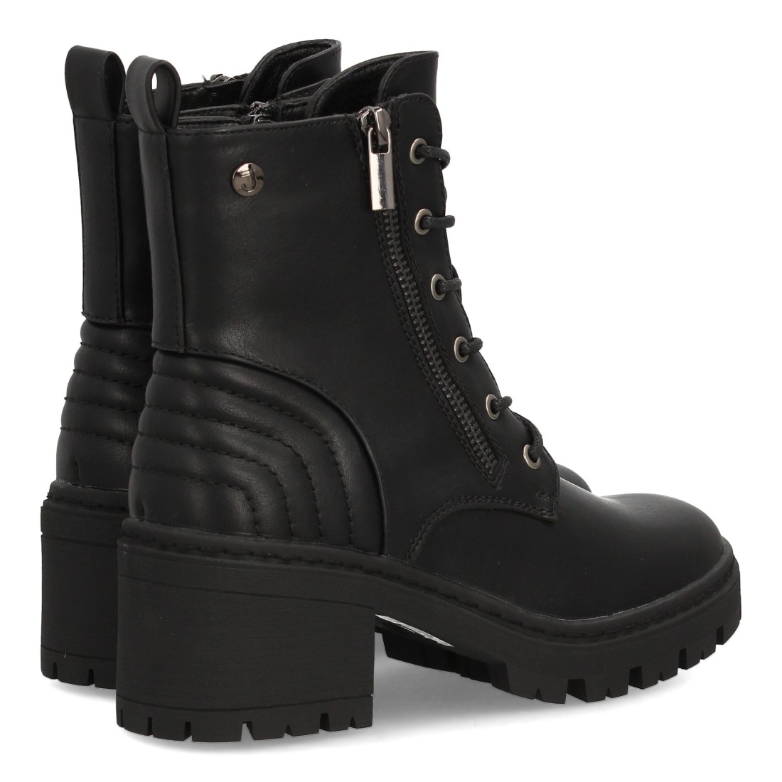 Botín militar con cremallera lateral y tacon color negro - Imagen 5