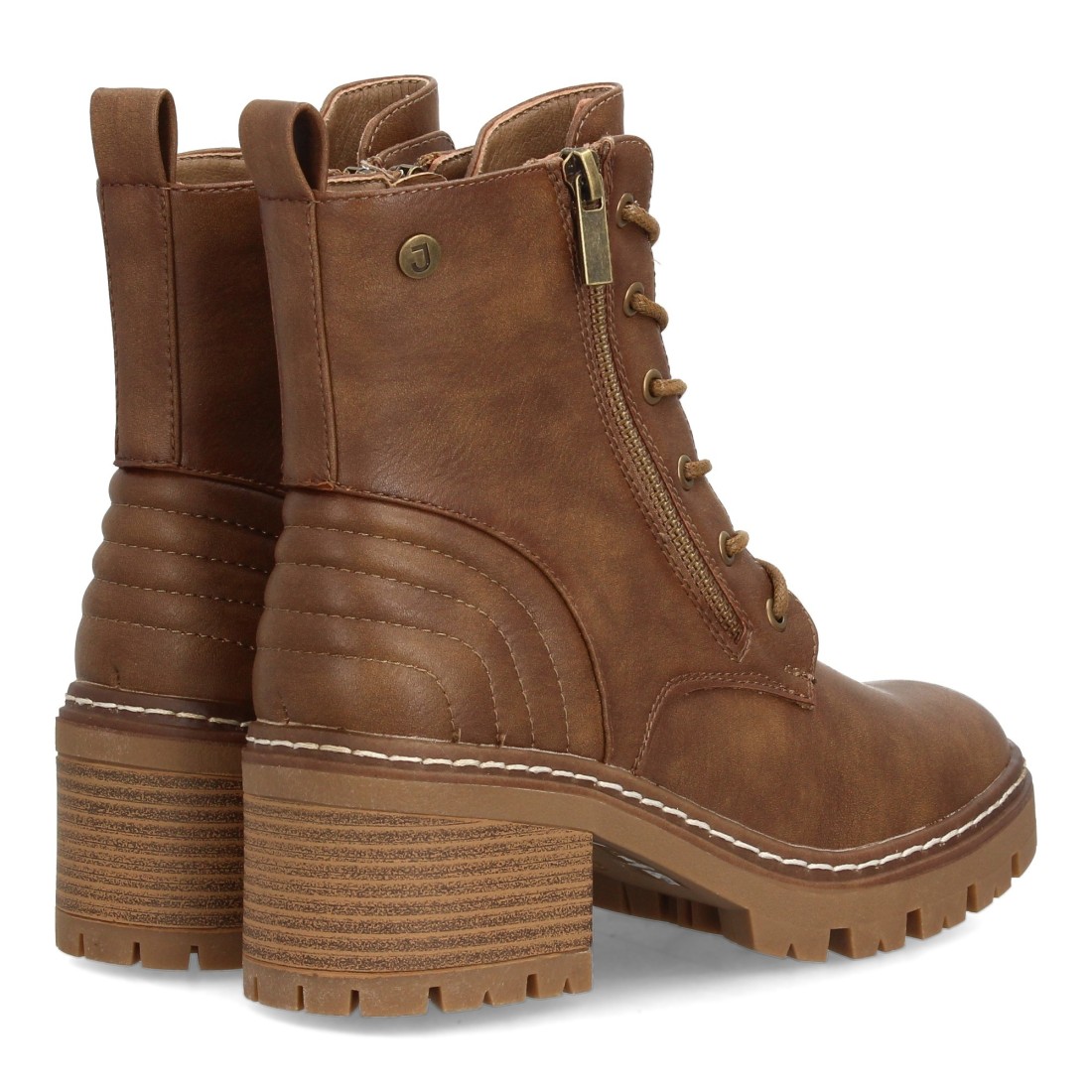 Botín militar con cremallera lateral y tacon color cuero - Imagen 5