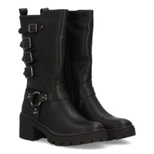 Bota alta estilo militar con hebillas