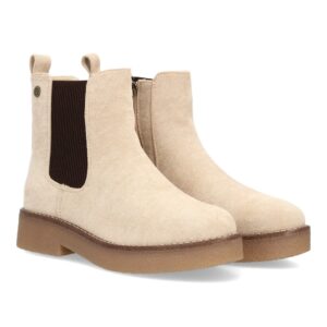 Bota chelsea clásica con cremallera color beige