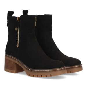 Botines para mujer con tacón y cremallera color negro