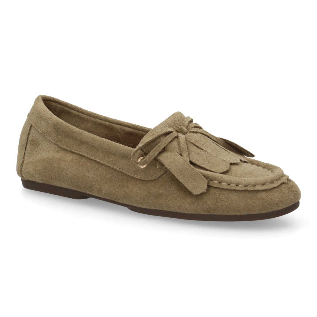 Mocasines elegantes con flecos y lazo color verde - Imagen 3