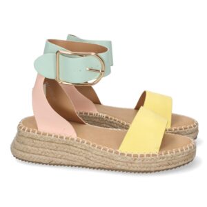Sandalia plana con pala fina de y hebilla color amarillo