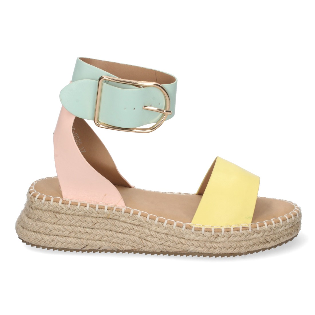 Sandalia plana con pala fina de y hebilla color amarillo - Imagen 2