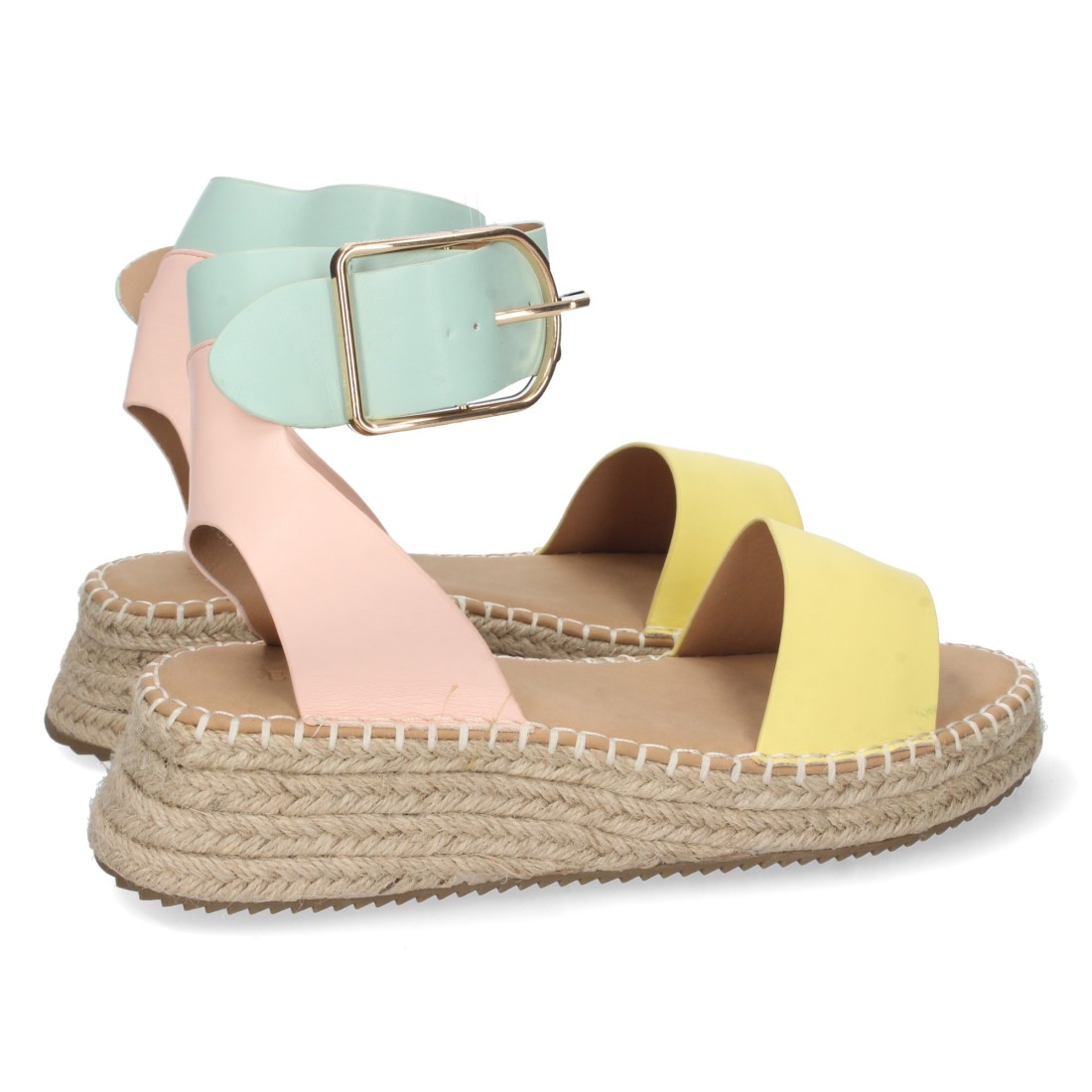 Sandalia plana con pala fina de y hebilla color amarillo - Imagen 3