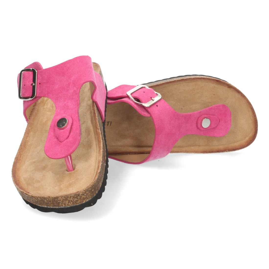 Sandalia plana de esclava con hebilla color fucsia - Imagen 5