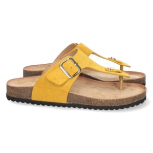 Sandalia plana de esclava con hebilla color amarillo