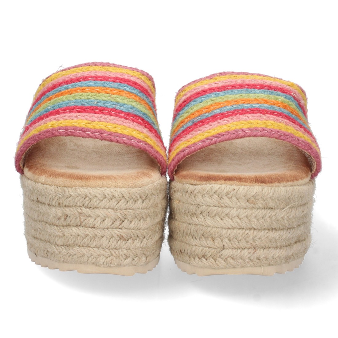 Sandalia de plataforma con yute y hebilla color multi - Imagen 3