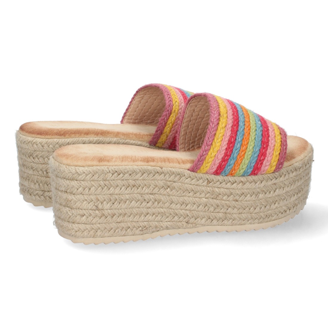 Sandalia de plataforma con yute y hebilla color multi - Imagen 4