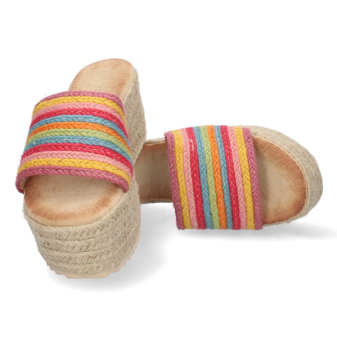 Sandalia de plataforma con yute y hebilla color multi - Imagen 5