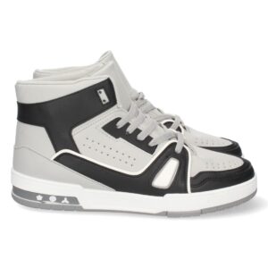 Zapatilla abotinada plana con cordones color gris