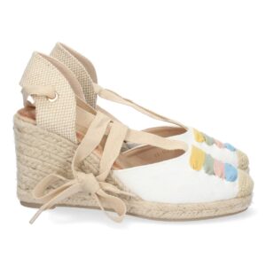 Sandalia de cuña con yute y cordones color multi