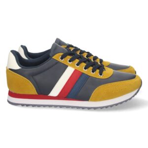 Zapatilla plana hombre con cordones color amarillo