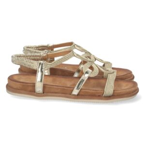 Sandalia plana con elástico en el talón color oro