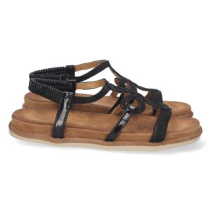 Sandalia plana con elástico en el talón color negro