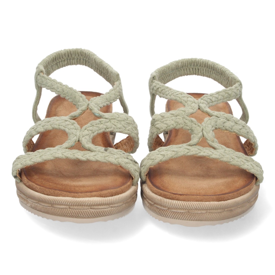 Sandalia plana con elástico en el talón color kaki - Imagen 3