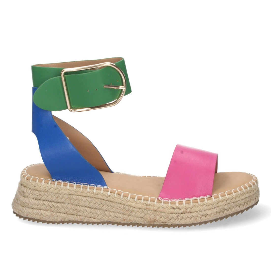 Sandalia plana con pala fina de y hebilla color fucsia - Imagen 2