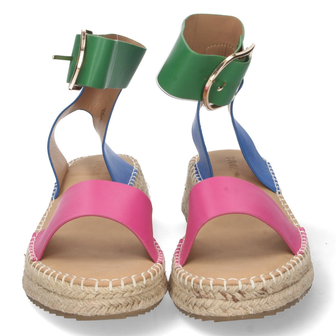 Sandalia plana con pala fina de y hebilla color fucsia - Imagen 3