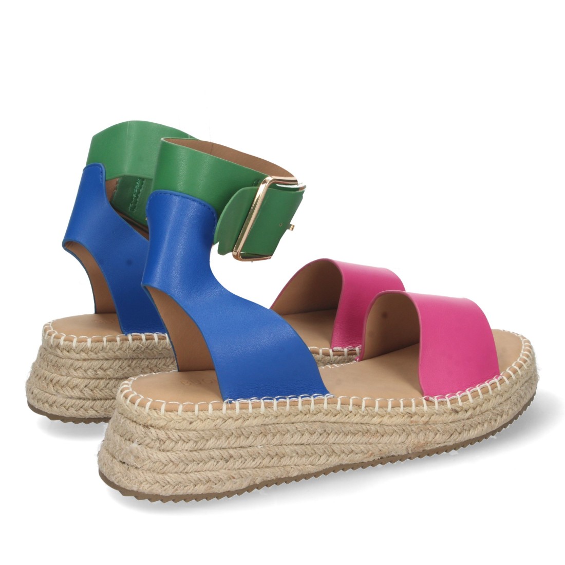 Sandalia plana con pala fina de y hebilla color fucsia - Imagen 4