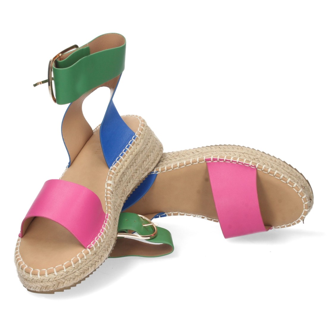 Sandalia plana con pala fina de y hebilla color fucsia - Imagen 5