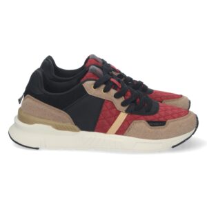 Zapatilla plana con estampado a cuadros color rojo