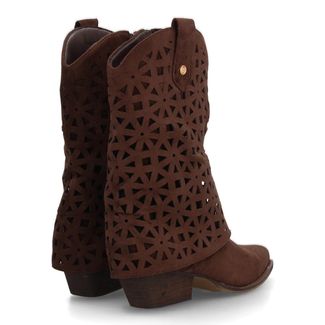 Botas cowboy troqueladas estilo boho color café - Imagen 5