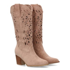 Bota cowboy alta calada mujer color rosa