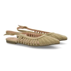 Bailarina destalonada plana con punta fina color verde