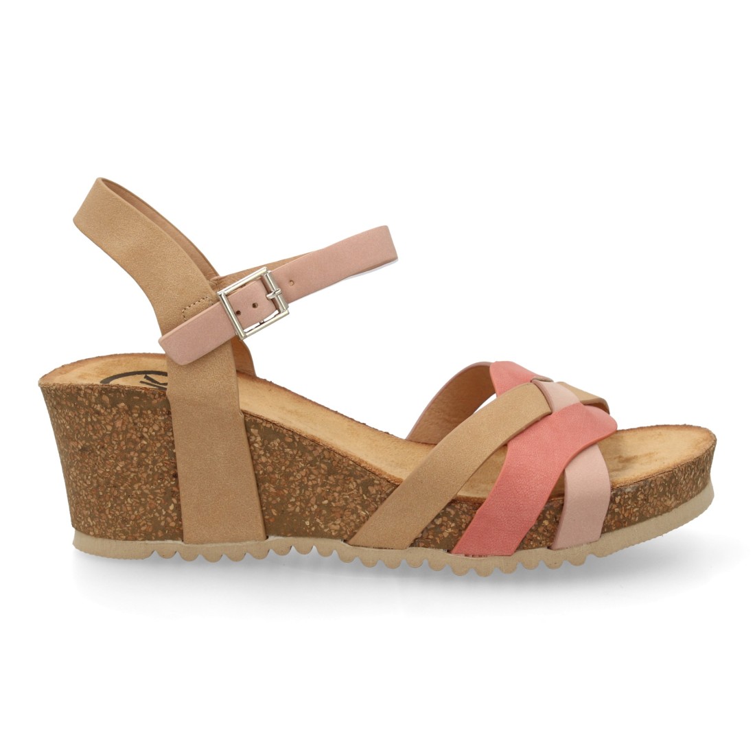 Sandalia cuña bio mujer color rosa - Imagen 2