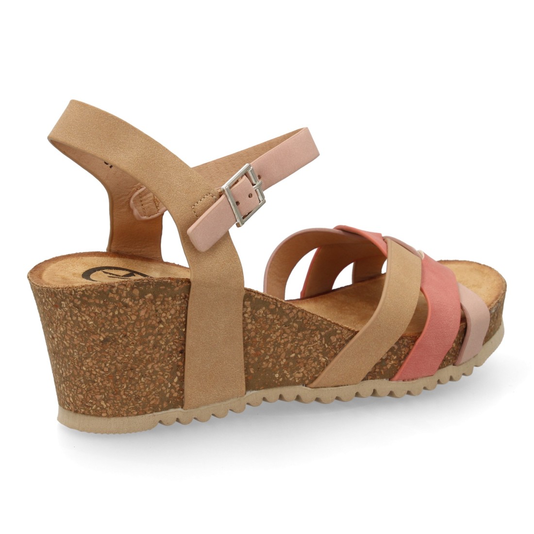 Sandalia cuña bio mujer color rosa - Imagen 4