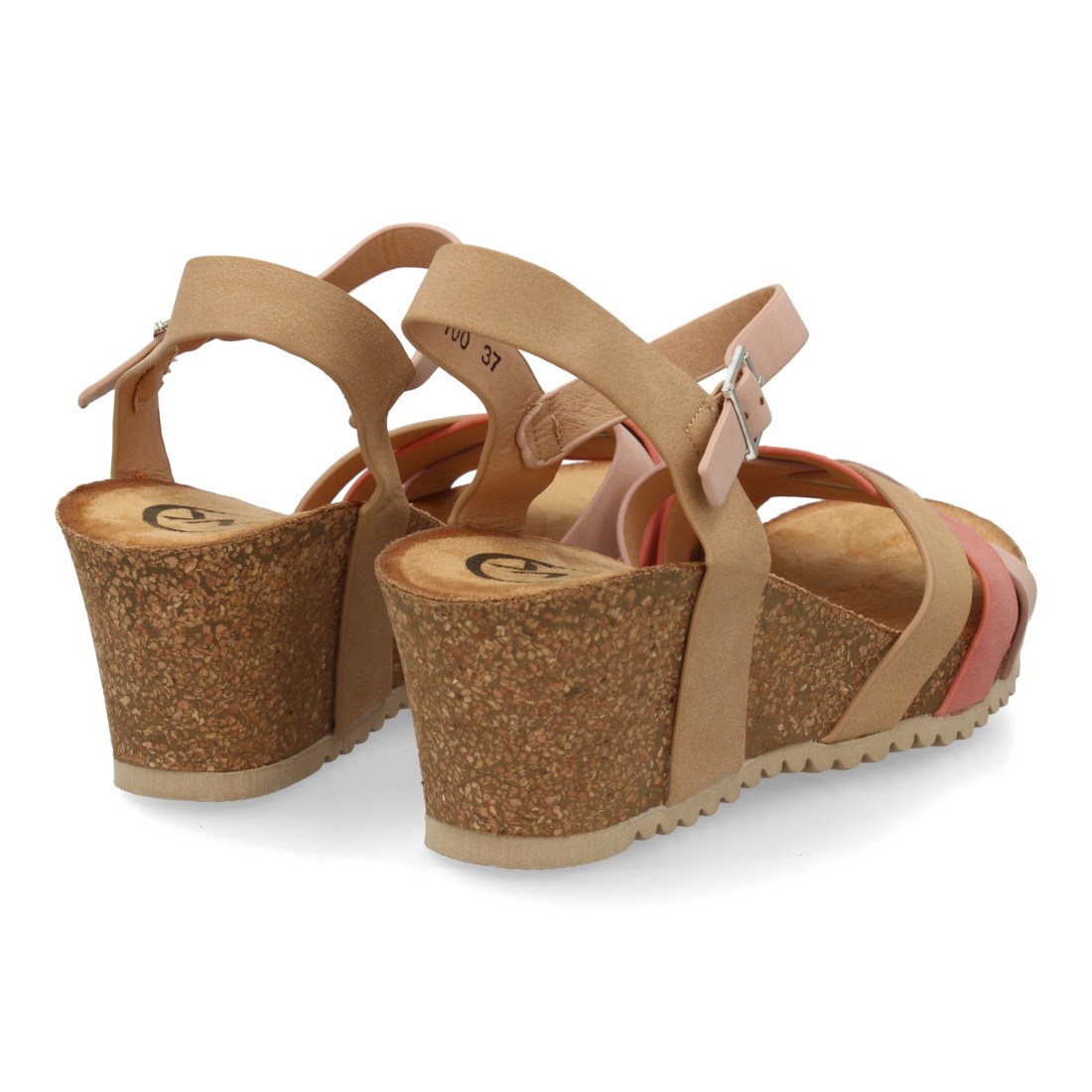 Sandalia cuña bio mujer color rosa - Imagen 5